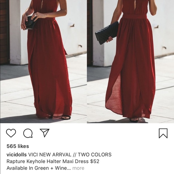 Rapture Keyhole Halter Maxi Dress - Wine - Picture 2 of 2